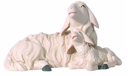 Schaf, liegend mit Lamm