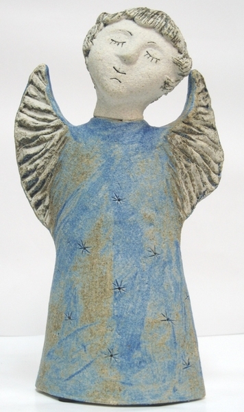 Hellblauer Engel aus Schamotte (30 cm)