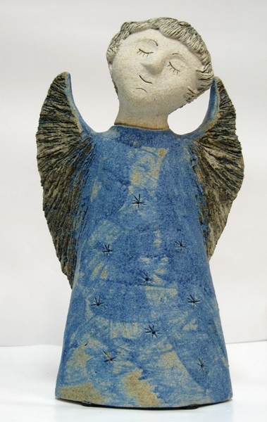 Dunkelblauer Engel aus Schamotte (30 cm)