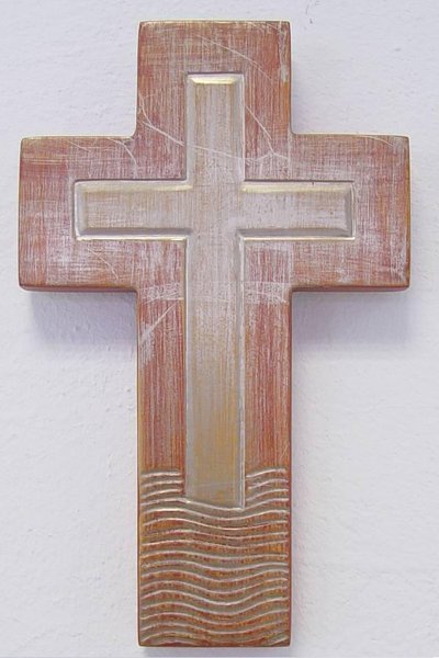 Kreuz aus Fichtenholz - versilbert
