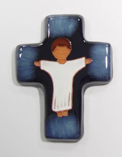 Keramik-Kreuz "Kind" (weiß)