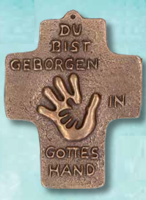 Bronzekreuz "Du bist geborgen in Gottes Hand" - (142205)