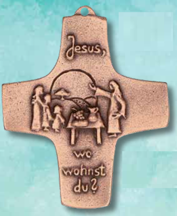 Bronzekreuz "Jesus, wo wohnst du?" - (220)