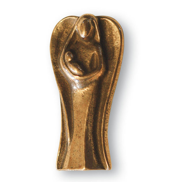 Schutzengel aus Bronze - Figur mit Kind