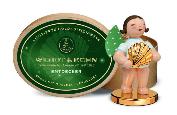 Grünhainichener Engel von Wendt & Kühn (Goldedition No.14) Entdecker, Engel mit vergoldeter Muschel