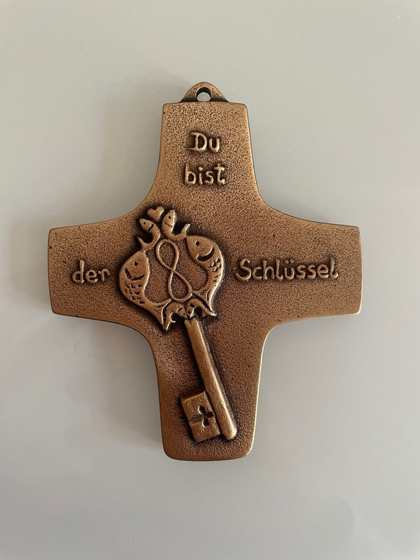 Bronzekreuz "Du bist der Schlüssel" - (188)