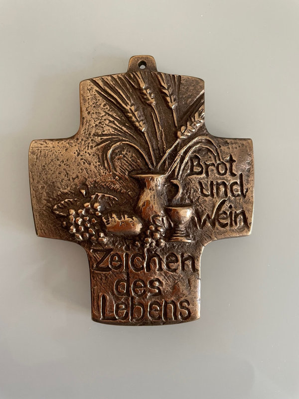Bronzekreuz "Brot und Wein" - (346)
