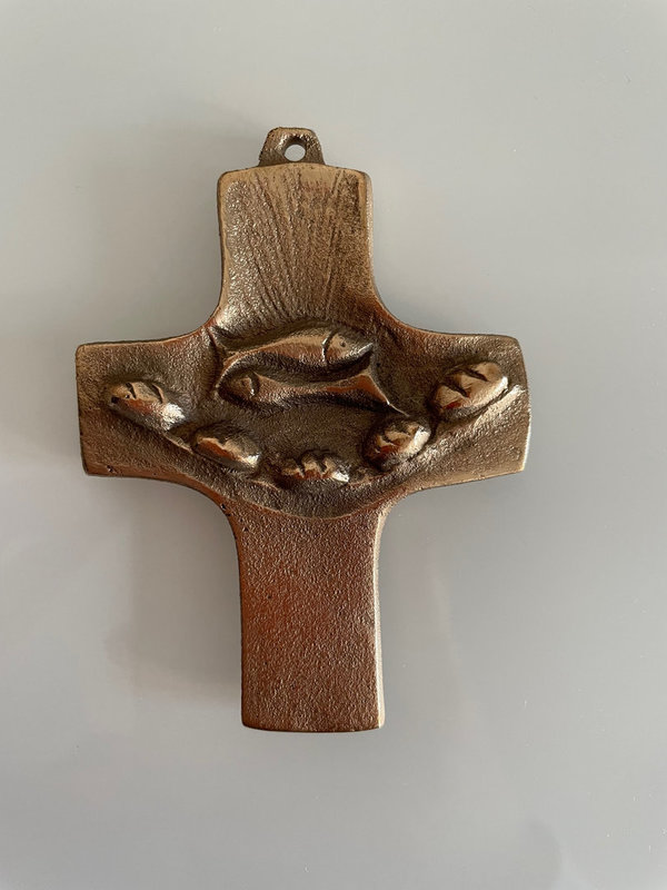 Bronzekreuz "Fische und Brot" - (395)